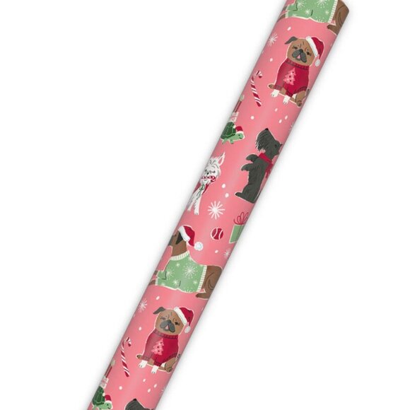 Hallmark Wrapping Paper Christmas Cute Cats and Dogs Pink 35 sq ft Roll Holiday - Picture 6 of 6